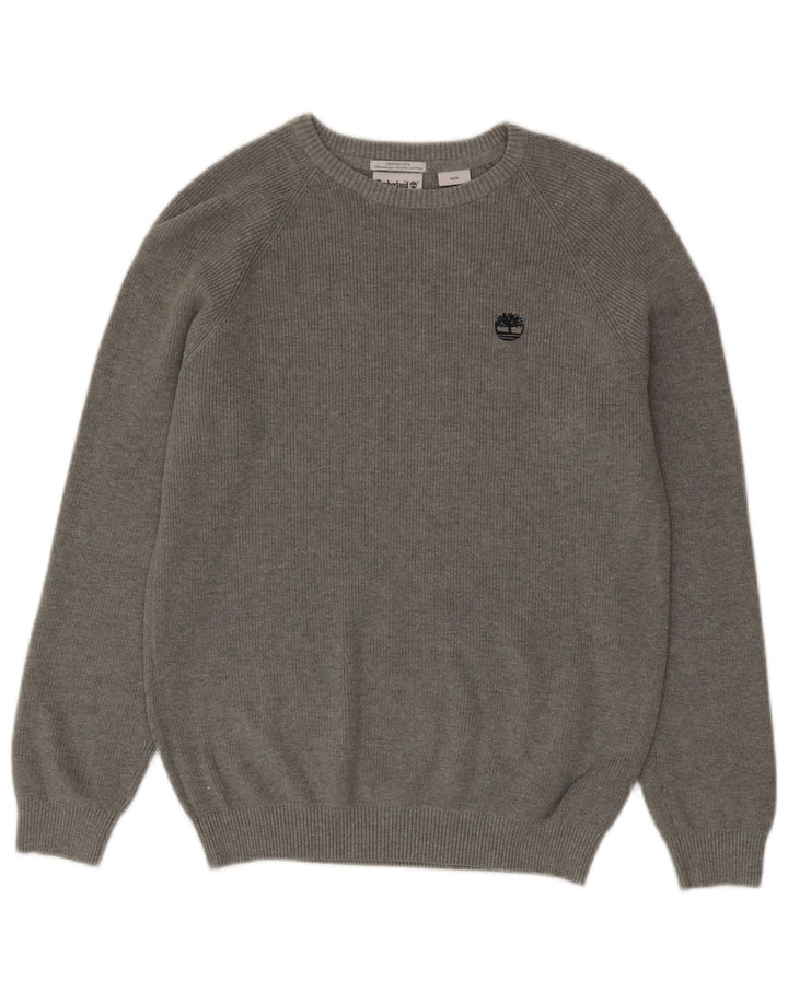 Maglione maglione girocollo da uomo Timberland in cotone grigio medio