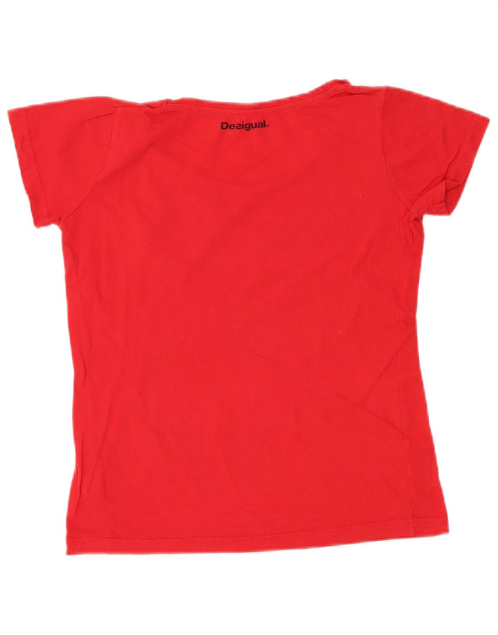 DESIGUAL T-shirt grafica da donna Top UK 10 piccola rossa in cotone