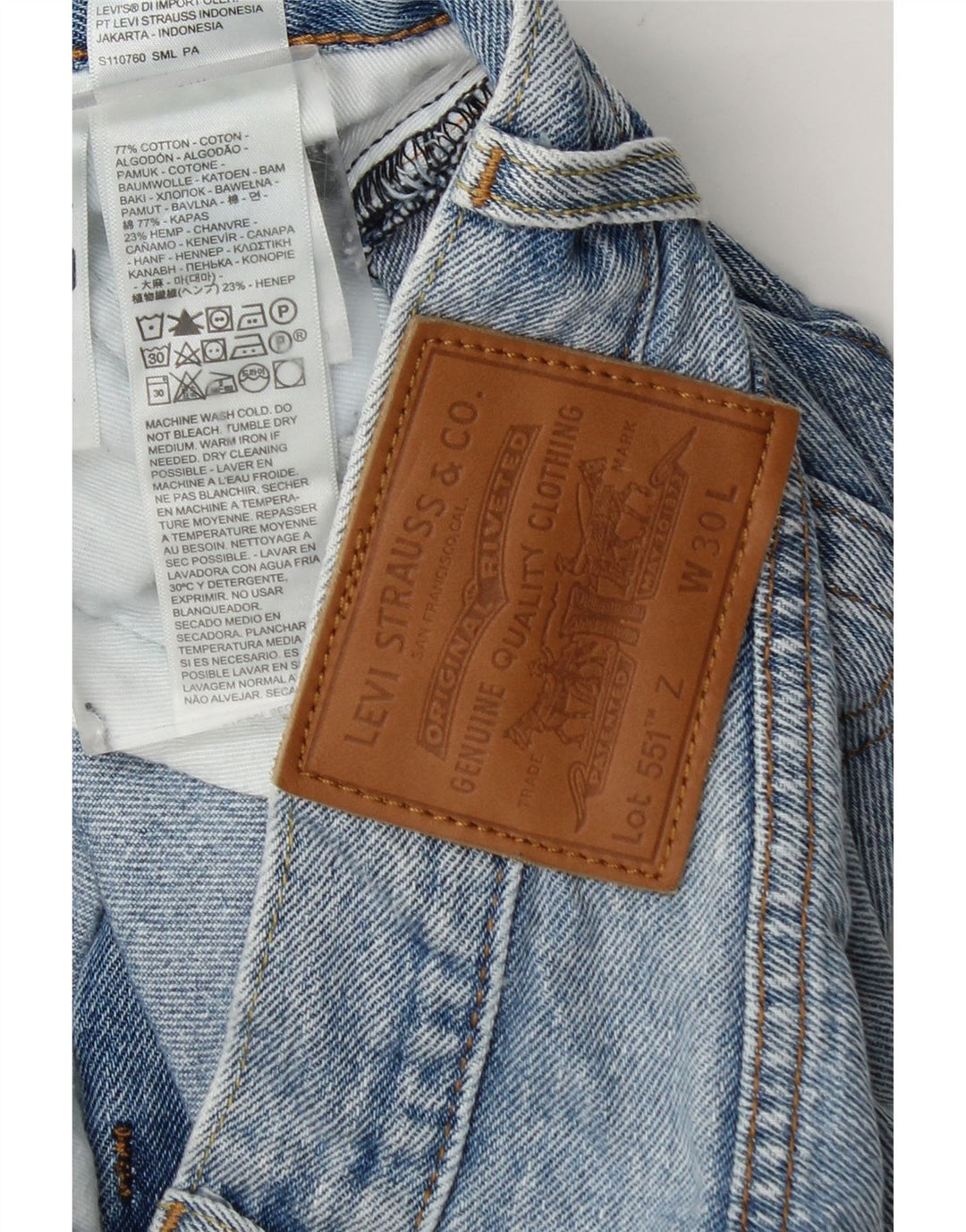 Levi's Uomo 551 Jeans dritti W30 L27 Cotone Blu