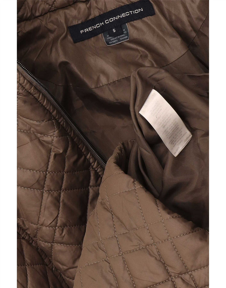 Cappotto imbottito trapuntato con cappuccio da donna French Connection UK 10 piccolo marrone