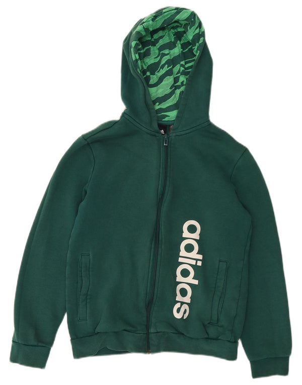 Maglione con cappuccio e zip grafica ADIDAS per ragazzi 11-12 anni in cotone verde