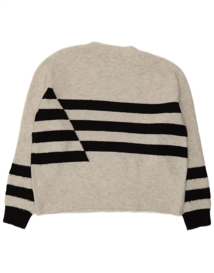 Maglione maglione girocollo da donna Marks & Spencer UK 14 Grigio medio a righe