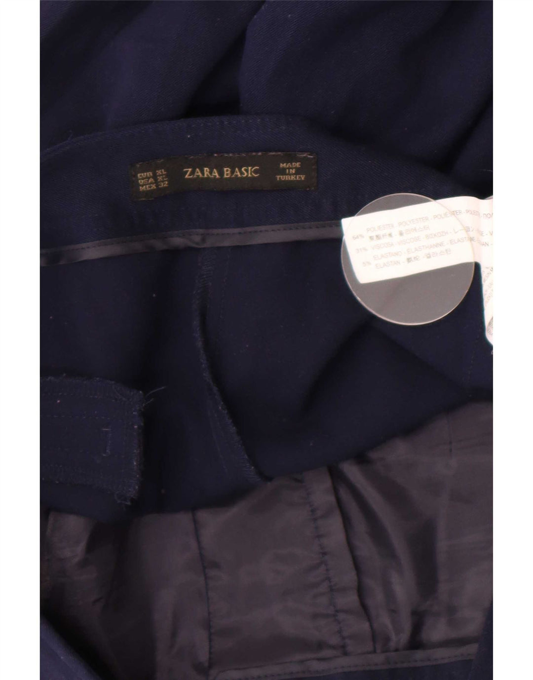 Pantaloni casual Bootcut da donna Zara XL W32 L34 poliestere blu navy