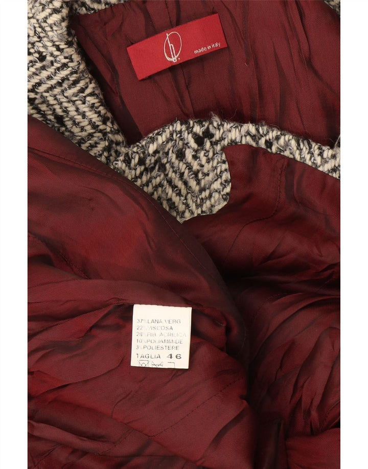 Giacca blazer vintage da donna a 2 bottoni IT 46 grande lana a spina di pesce grigia