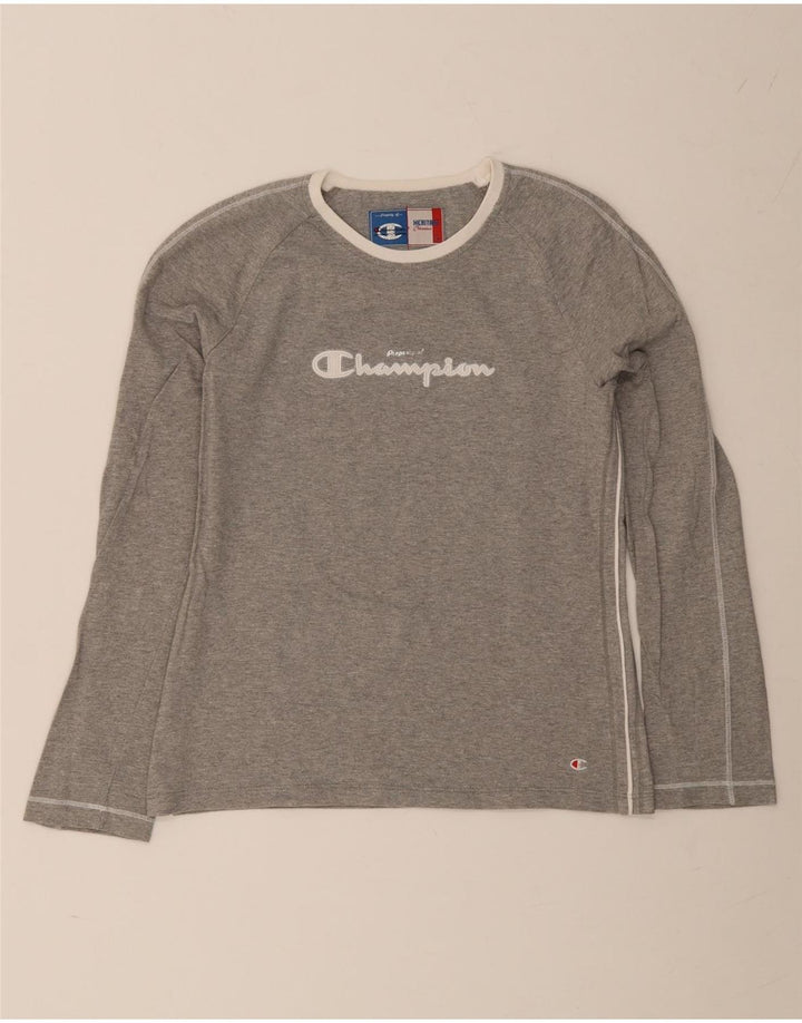 Champion Womens Heritage Classics Graphic Top manica lunga UK 14 Large Grigio