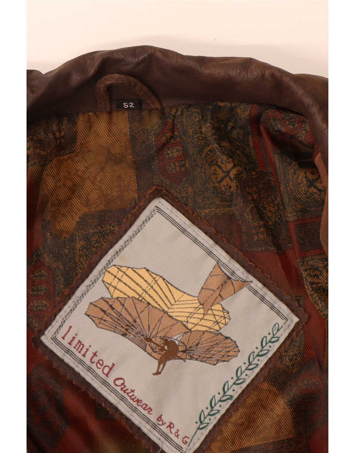 Giacca in pelle vintage da uomo IT 52 XL Marrone