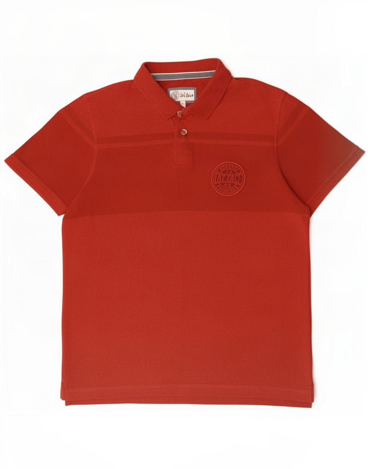 Polo da uomo Fat Face Large in cotone color block rosso
