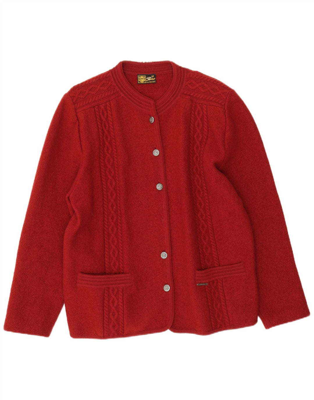Maglione cardigan da donna Zero IT 52 2XL Rosso lana vergine