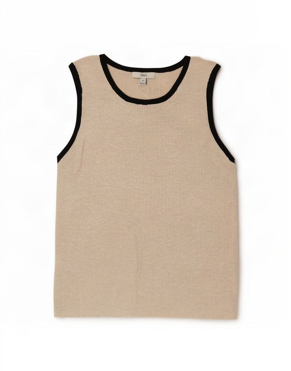 Canotta da donna Marks & Spencer UK 22 3XL Viscosa color block beige