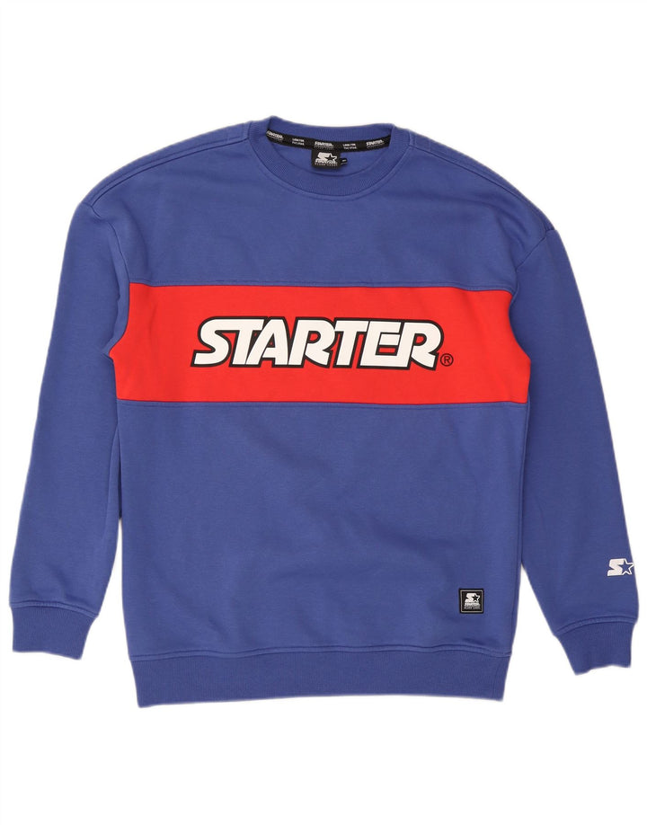 Felpa grafica da uomo Starter Maglione in cotone color block blu medio