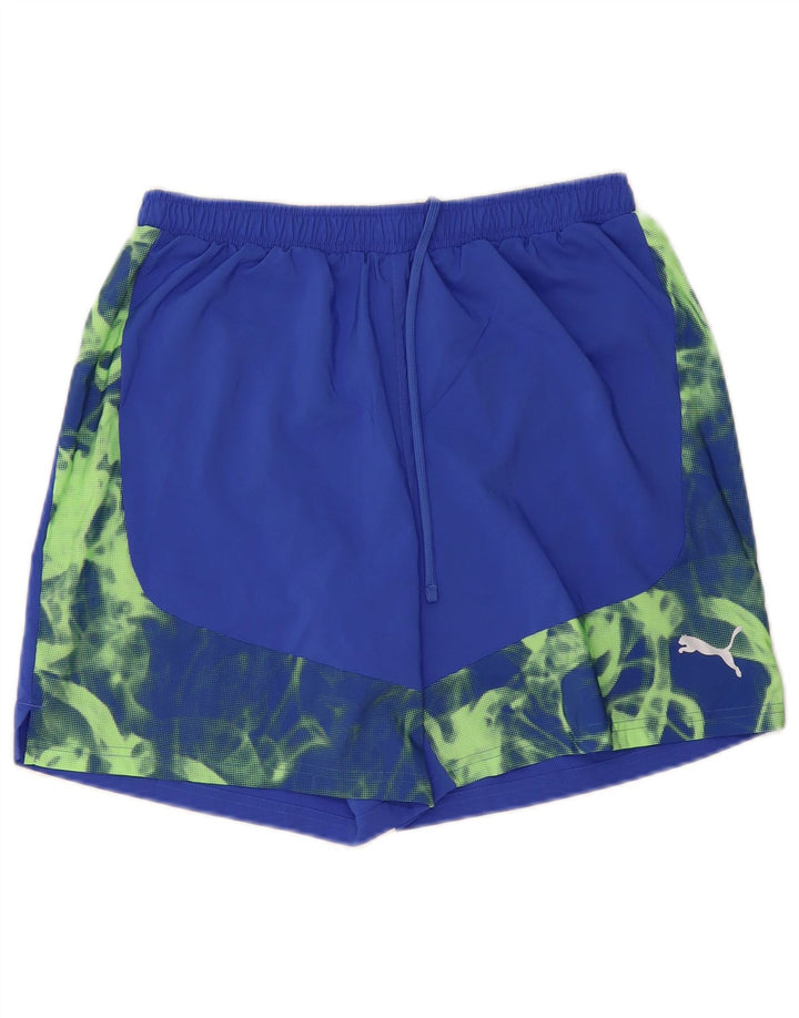 Pantaloncini sportivi da uomo PUMA in poliestere mimetico blu medio