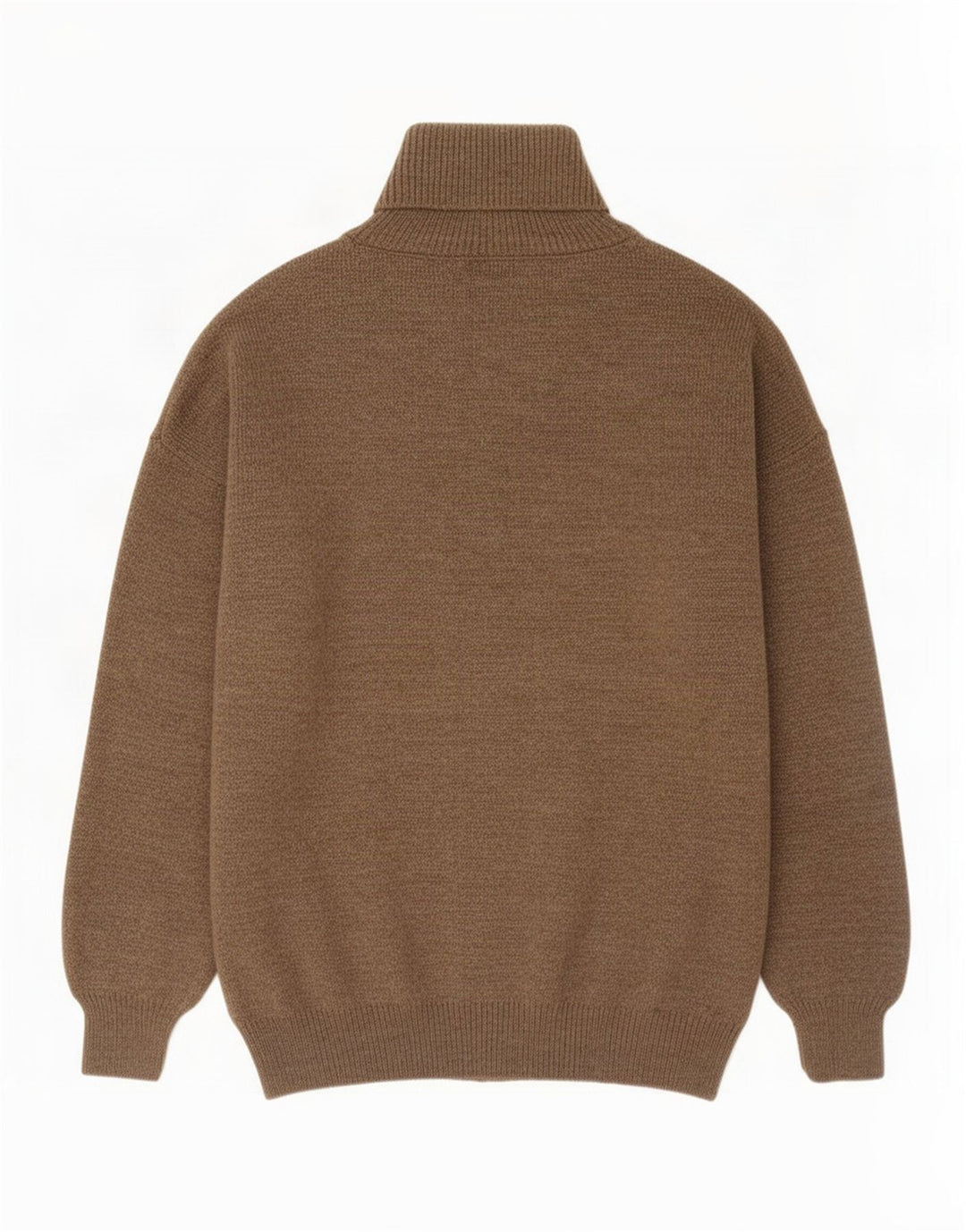 Maglione maglione vintage da uomo con collo alto marrone medio