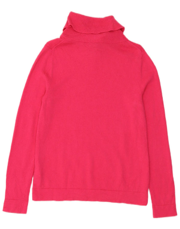 Maglione maglione a collo alto da donna Hobbs UK 10 piccolo lana merino rosa