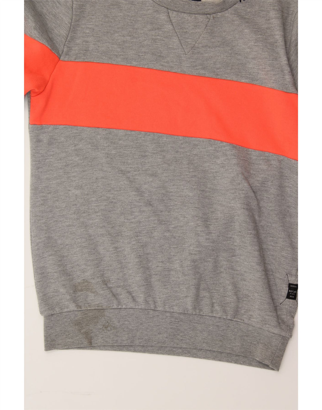 REPLAY Boys Sweatshirt Jumper 14-15 Years Small Grey Colourblock Cotton Vintage Replay and Second-Hand Replay from Messina Hembry 