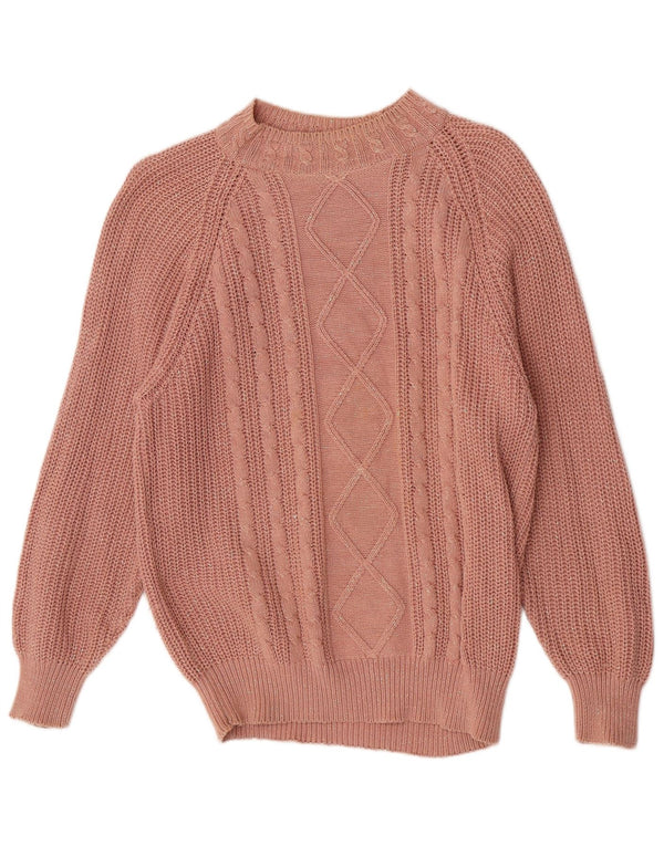 Yorn Maglione maglione girocollo da donna dalla vestibilità comoda UK 10 Piccolo rosa screziato