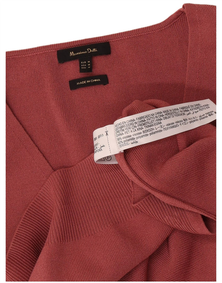Massimo Dutti Maglione da uomo a maniche corte con scollo a V Borgogna medio