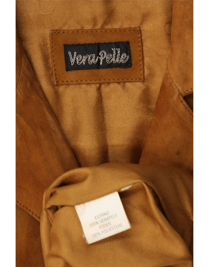 Giacca in pelle scamosciata da donna VINTAGE UK 18 XL in pelle marrone