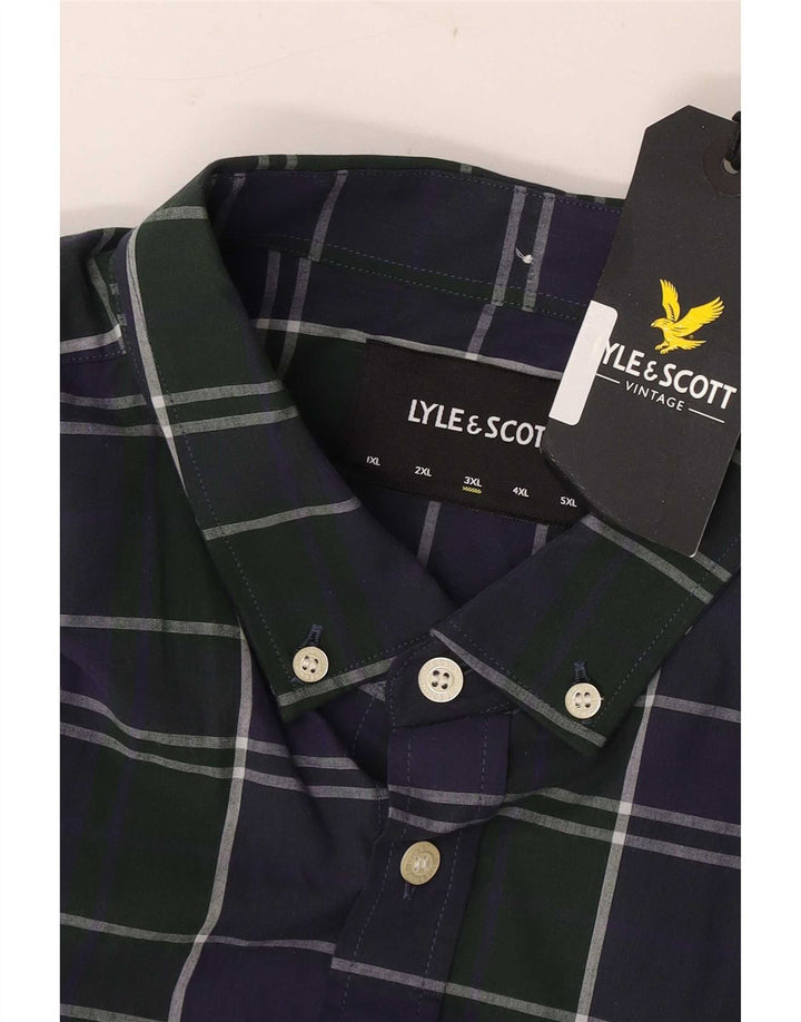 Camicia da uomo Lyle & Scott 3XL cotone a quadri blu navy