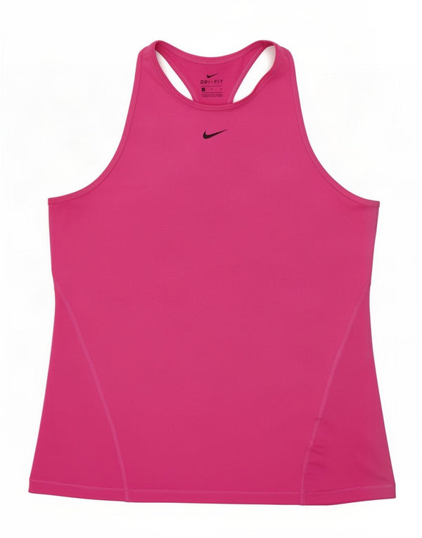 Canotta Nike Dri Fit da donna UK 14 grande rosa poliestere