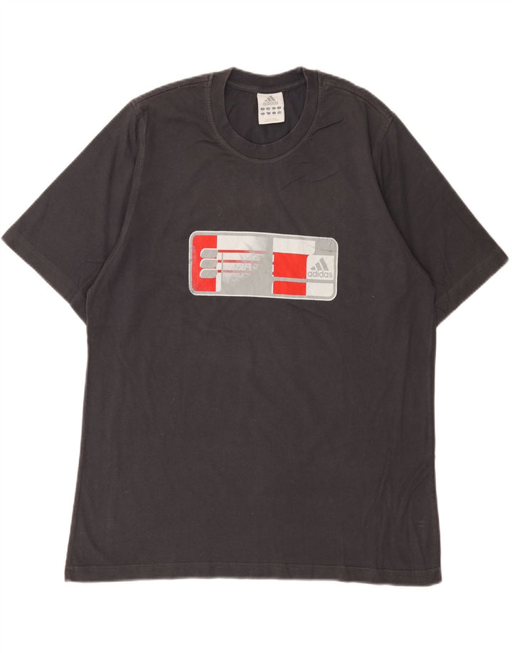 T-shirt grafica da uomo Adidas Top XL in cotone grigio
