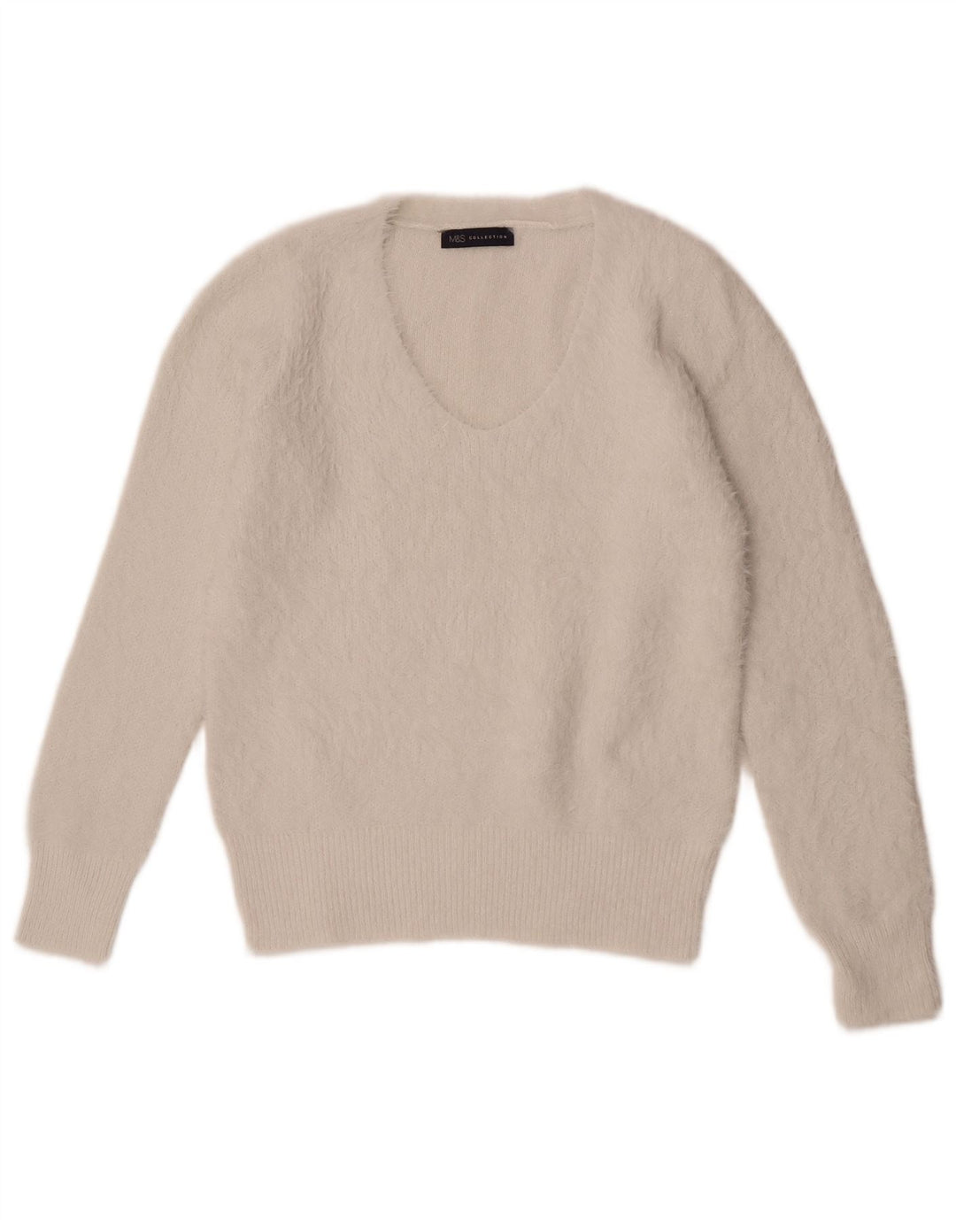 Maglione maglione con scollo a V da donna Marks & Spencer UK 12 medio bianco sporco