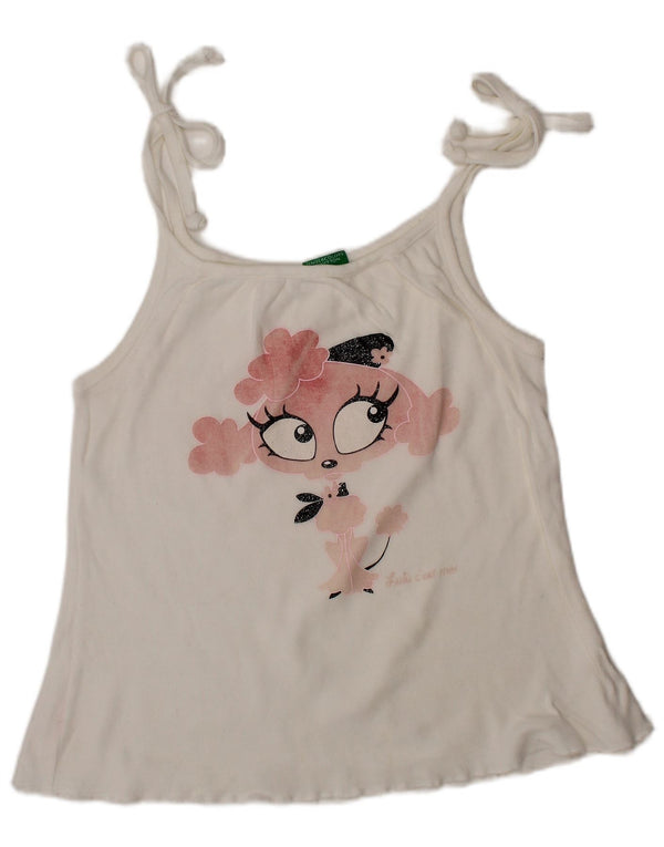 BENETTON Baby Girls Graphic Vest Top 12-18 Months White