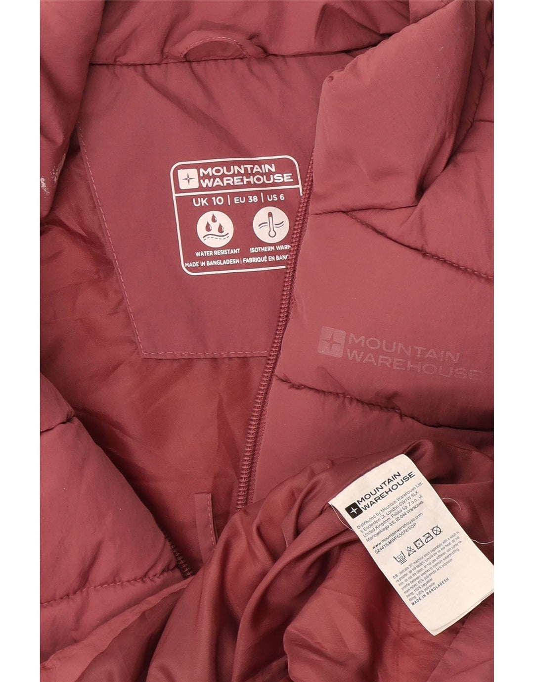 Gilet imbottito da donna Mountain Warehouse UK 10 piccolo poliestere rosa