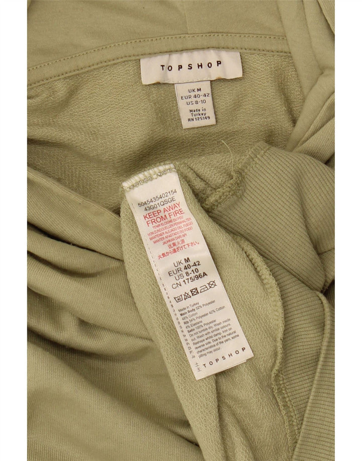 Maglione con cappuccio corto da donna Topshop UK 14 poliestere kaki medio