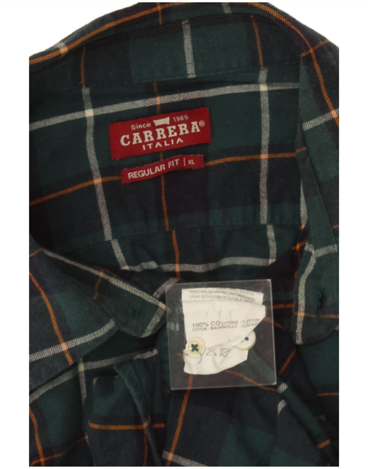 Camicia Carrera da uomo in flanella vestibilità regolare XL cotone a quadri verde