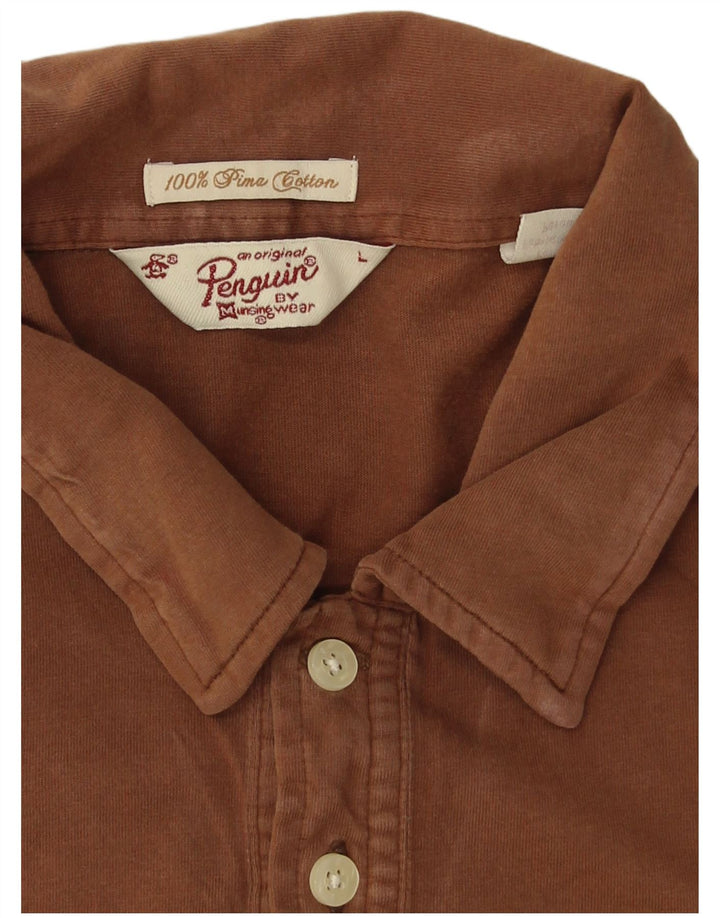 PENGUIN Polo da uomo grande in cotone marrone