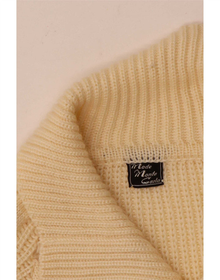 Maglione cardigan da uomo vintage grande bianco sporco