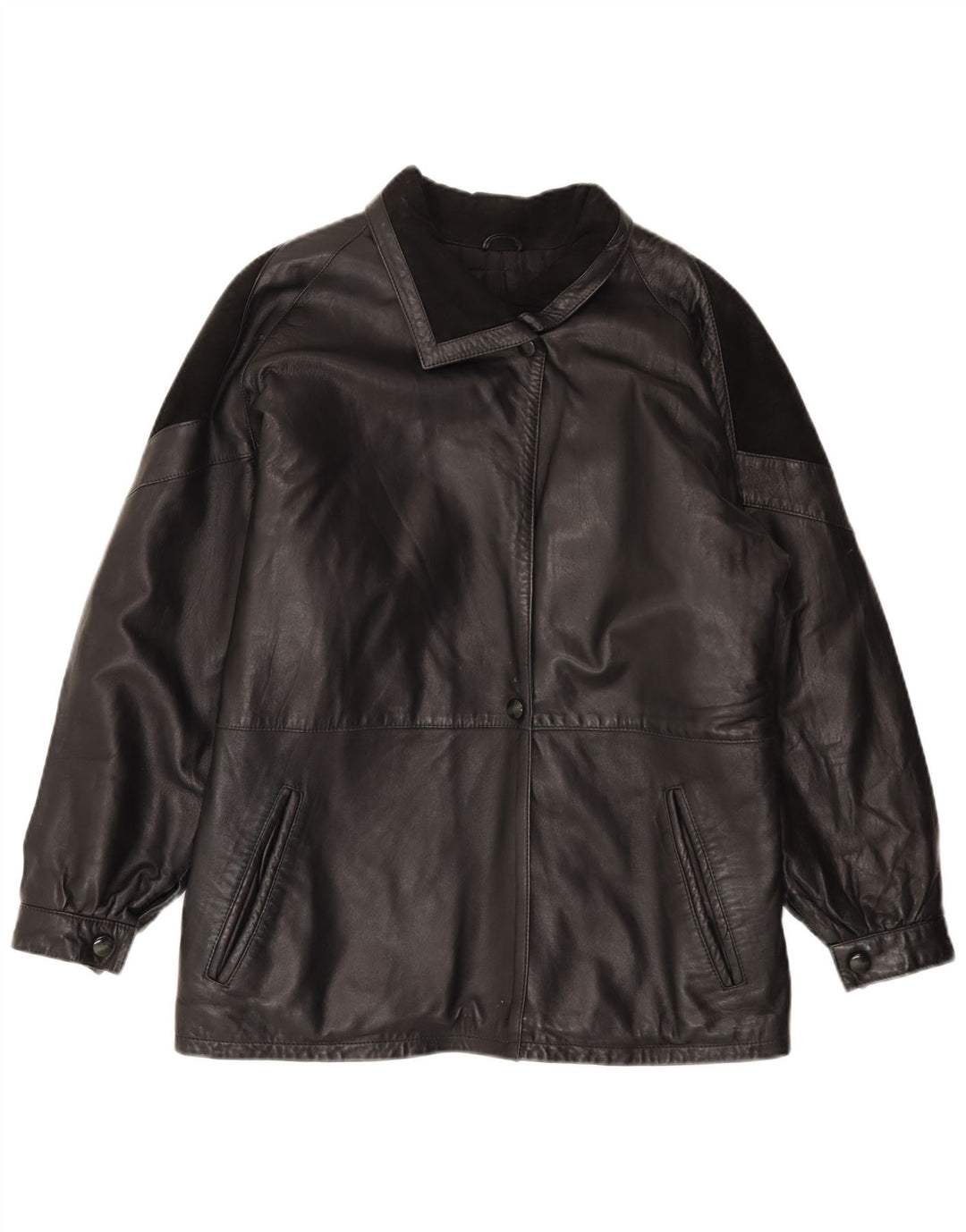 Giacca in pelle vintage da donna EU 44 XL in pelle nera
