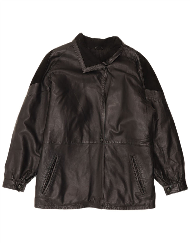 Giacca in pelle vintage da donna EU 44 XL in pelle nera