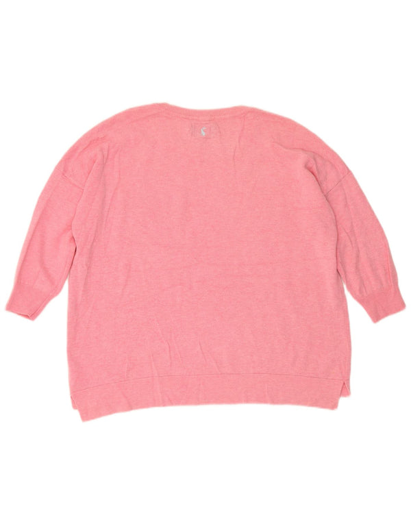 Joules Maglione maglione girocollo oversize da donna UK 14 Large Rosa Poliammide