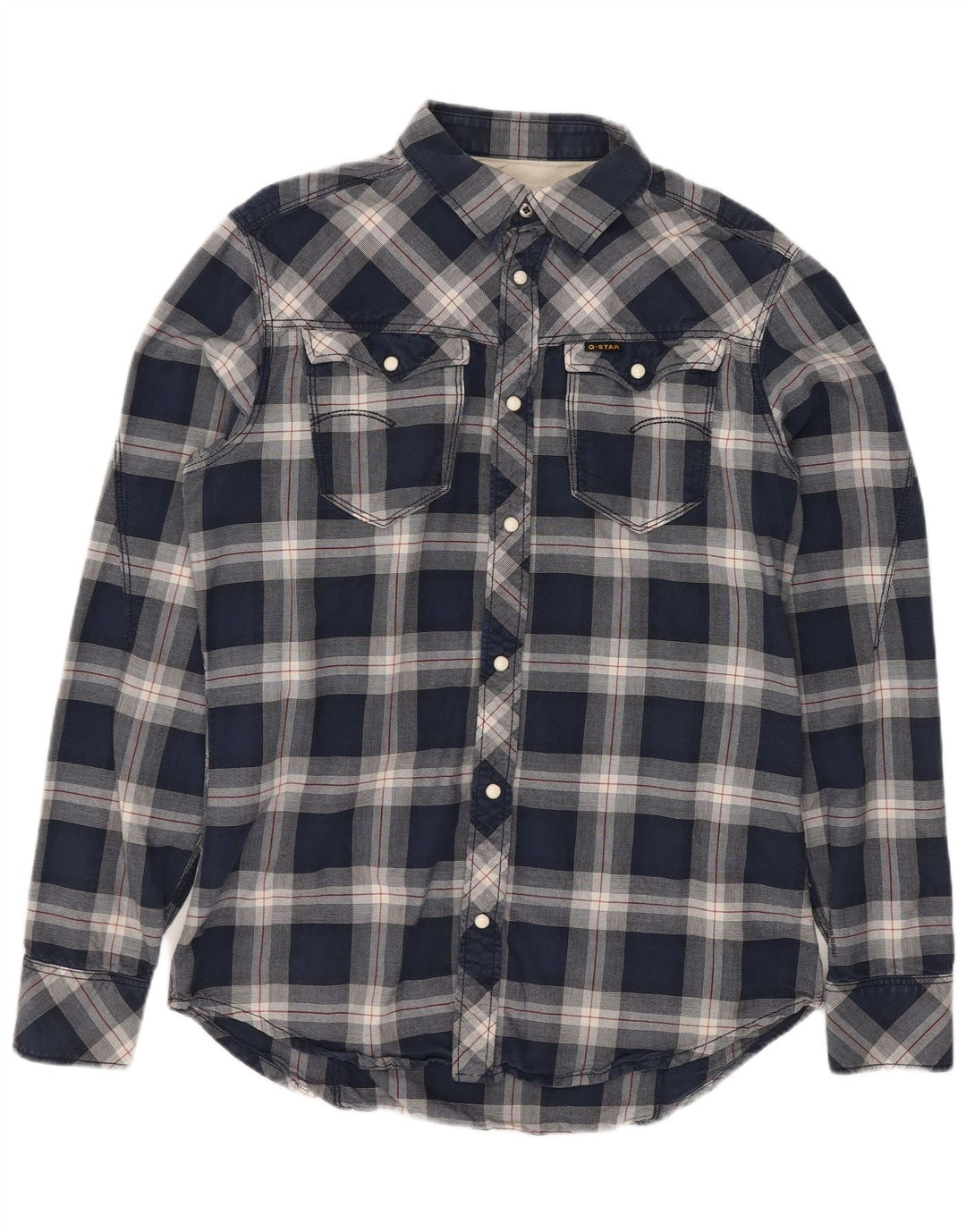 Camicia western da uomo G-Star in cotone a quadri blu medio