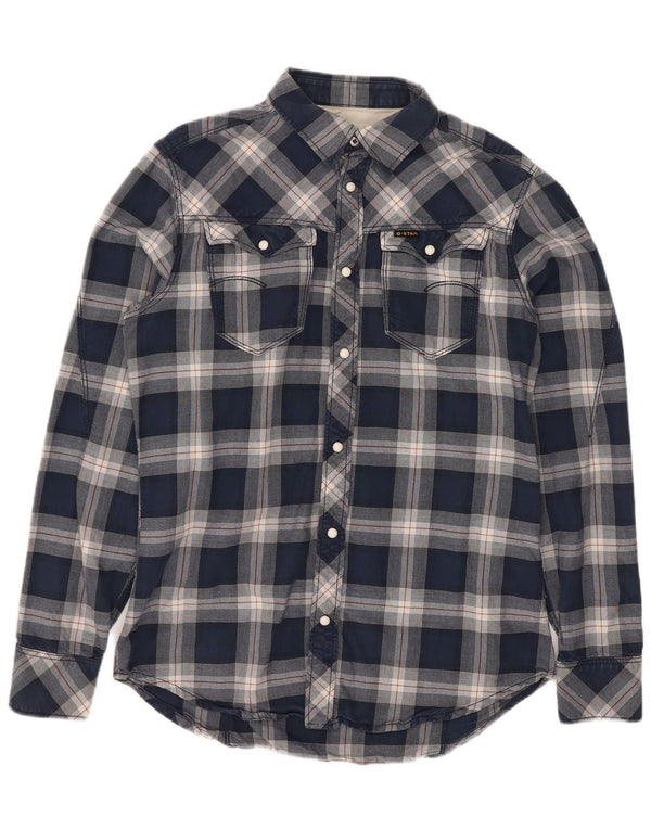 Camicia western da uomo G-Star in cotone a quadri blu medio