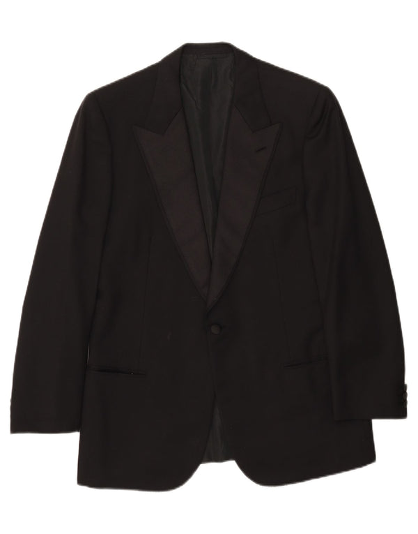 Giacca blazer da uomo a 1 bottone Bresci UK 40 grande lana nera