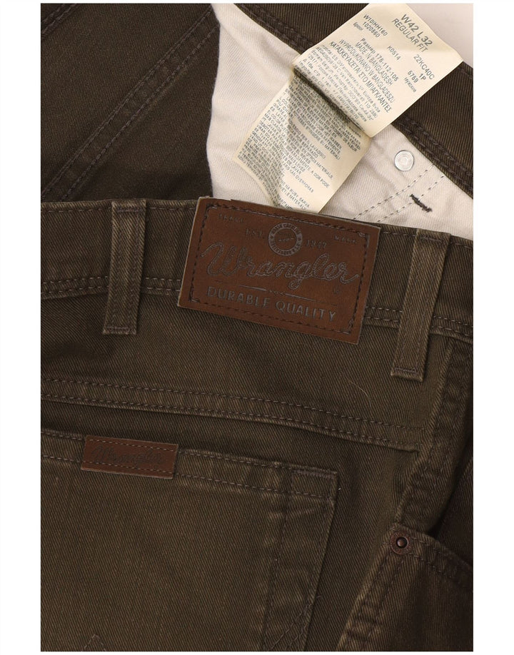 Jeans dritti da uomo Wrangler W42 L32 cotone kaki