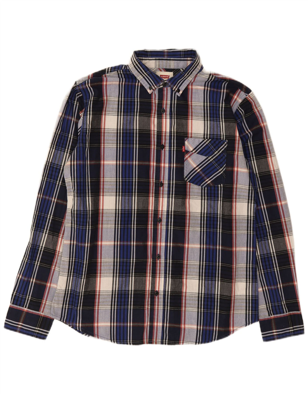 LEVI'S Mens Shirt Medium Navy Blue Check Cotton