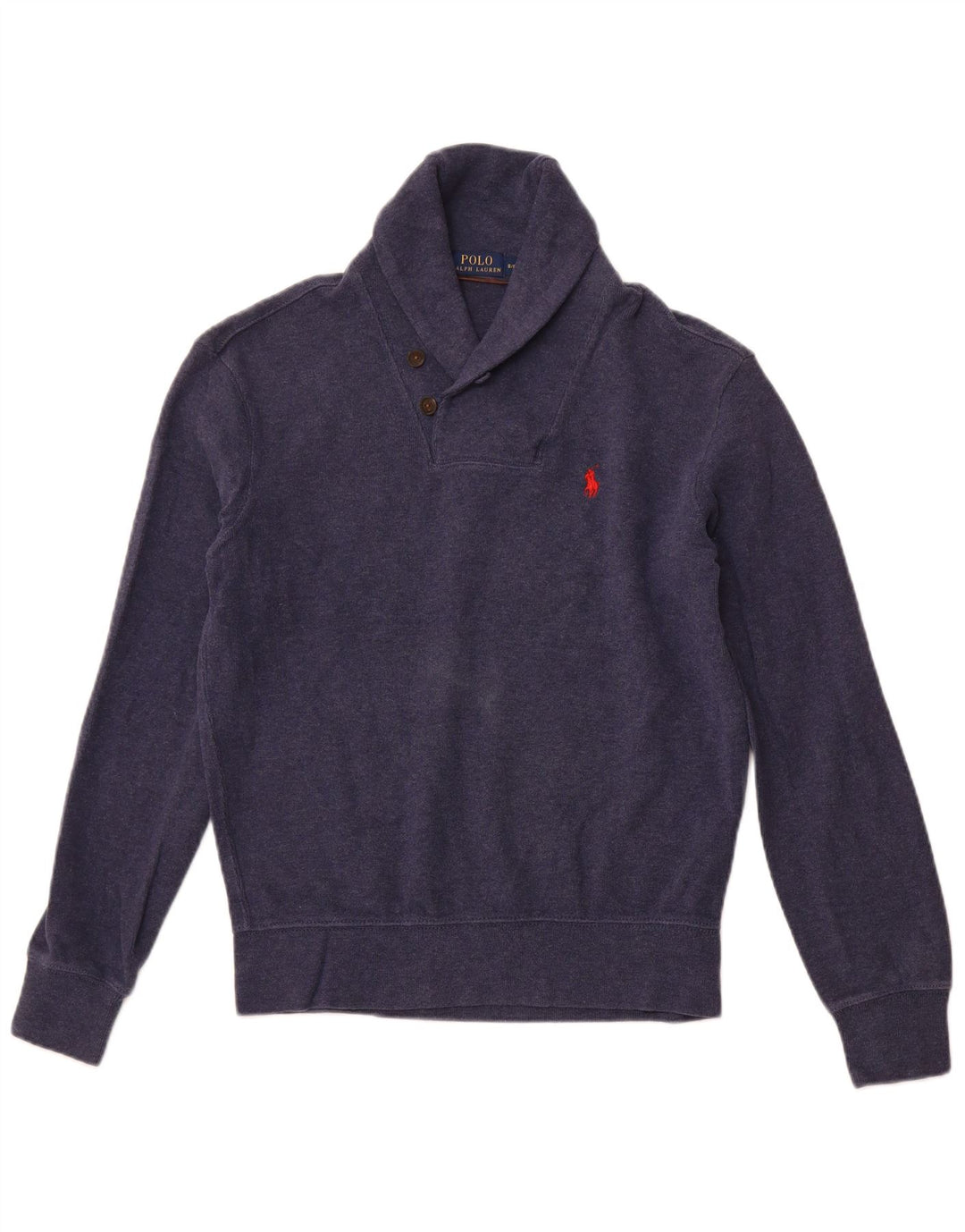 POLO RALPH LAUREN Maglione da uomo con collo a scialle piccolo in cotone blu navy