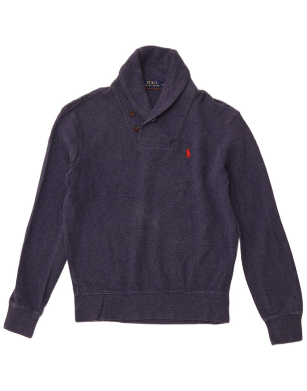 POLO RALPH LAUREN Maglione da uomo con collo a scialle piccolo in cotone blu navy