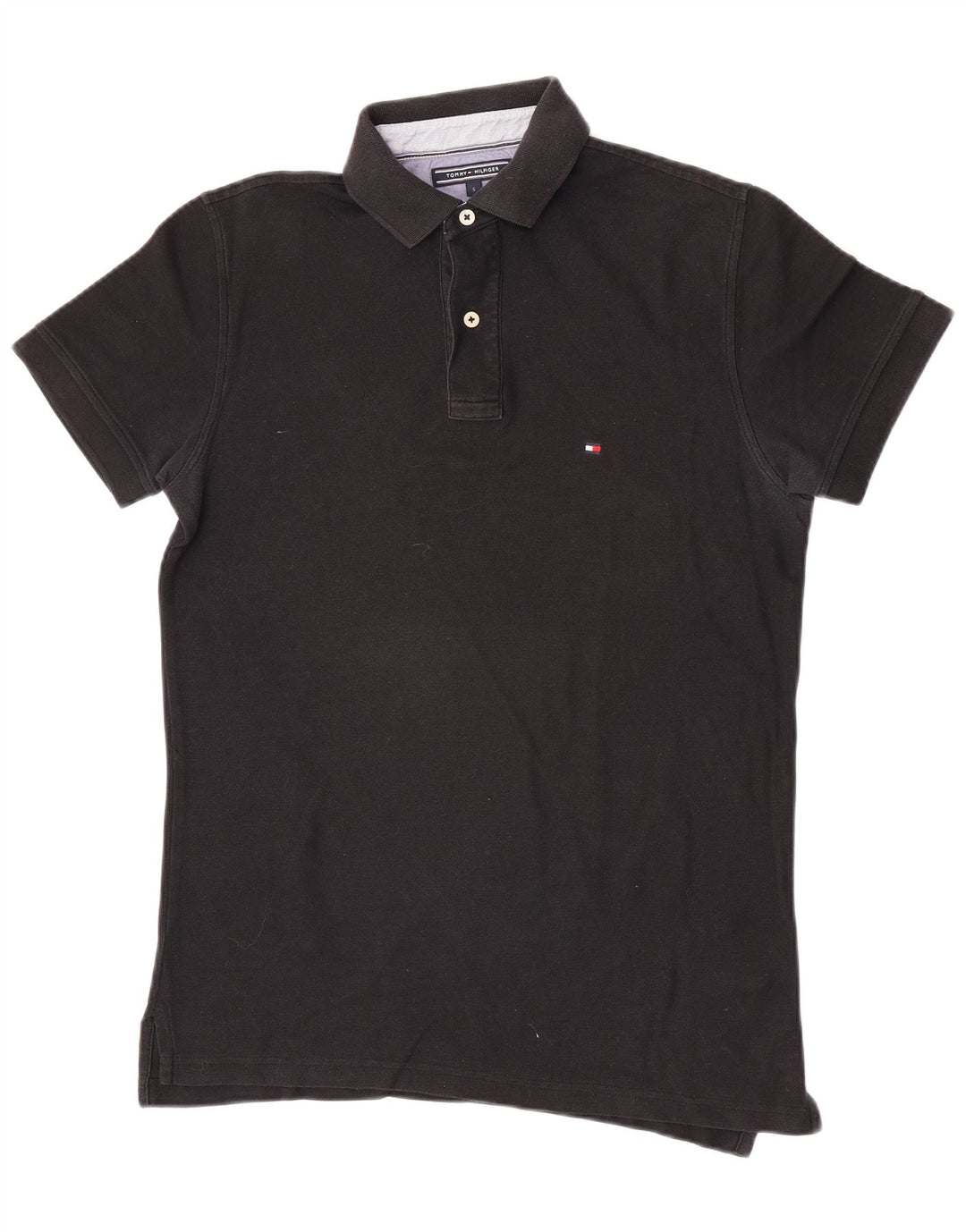 Polo da uomo vestibilità regolare Tommy Hilfiger piccola in cotone nero