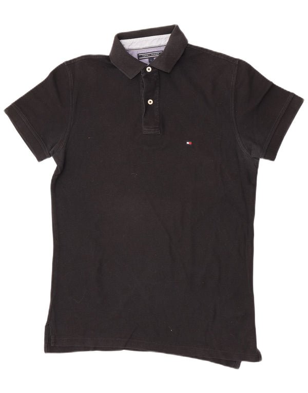 Polo da uomo vestibilità regolare Tommy Hilfiger piccola in cotone nero
