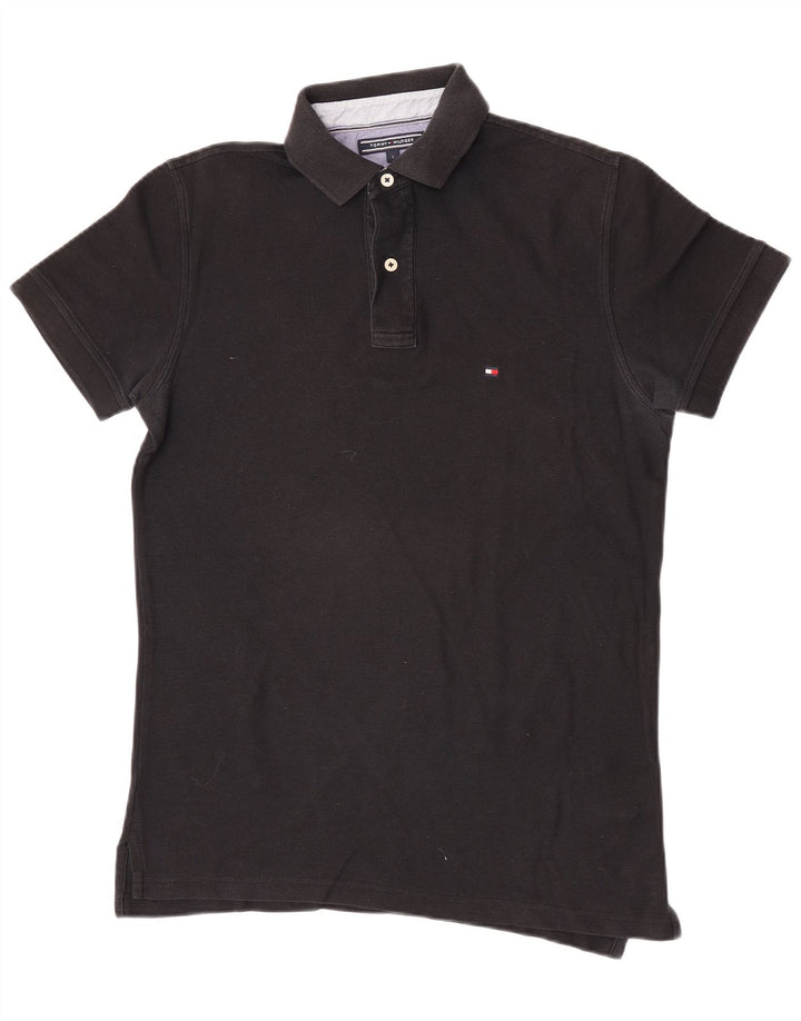 Polo da uomo vestibilità regolare Tommy Hilfiger piccola in cotone nero