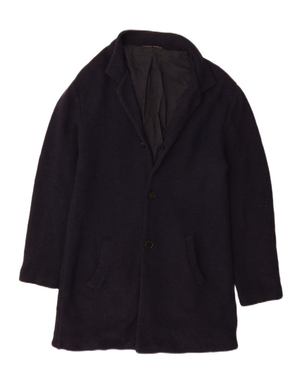 Cappotto Zara da uomo in maglia UK 40 grande in cotone blu navy