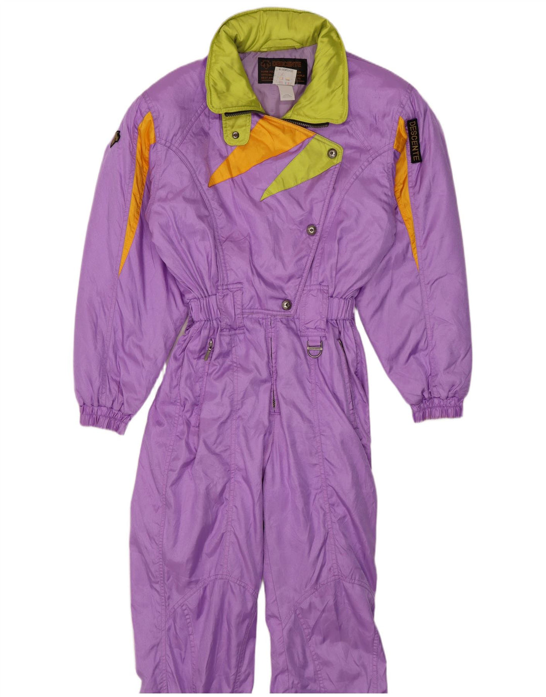 Tuta da sci con cappuccio da donna Descente EU 38 Nylon color block viola medio