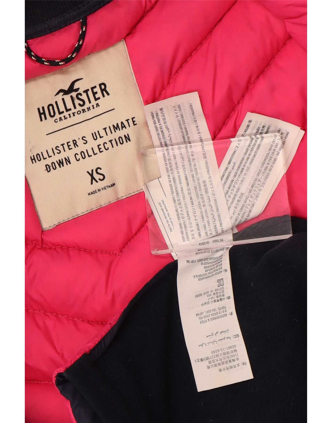 Giacca imbottita Hollister da donna UK 6 XS blu navy nylon