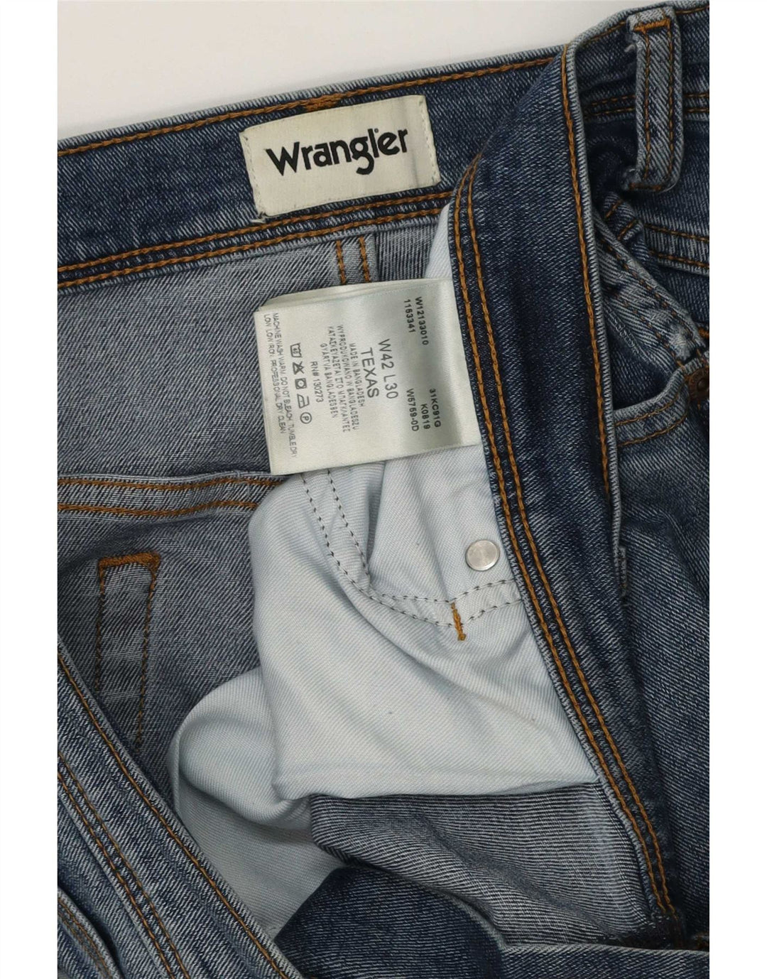 Jeans dritti da uomo Wrangler Texas W42 L30 cotone blu