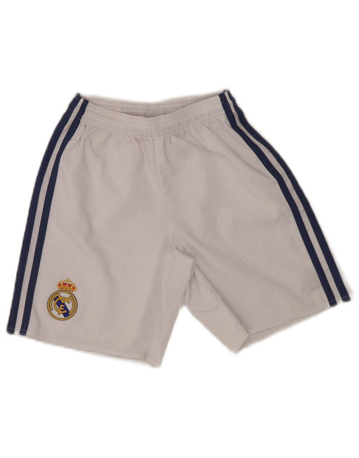 Pantaloncini sportivi Adidas da ragazzo del Real Madrid 9-10 anni in poliestere bianco