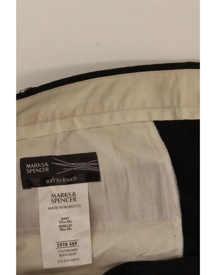 Pantaloni da abito con pegging da uomo Marks & Spencer W42 L33 viscosa nera